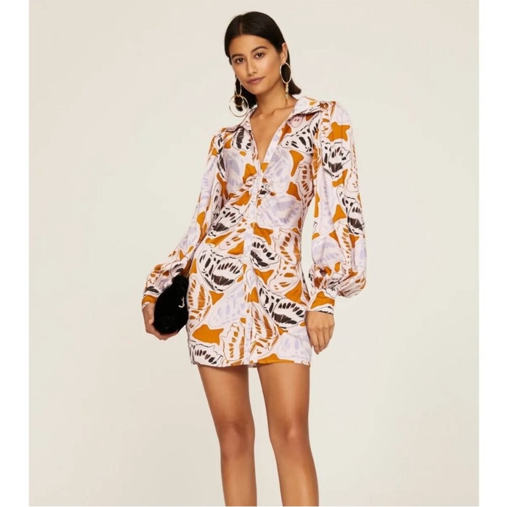 For Love And Lemons Orange and White Mini Dress